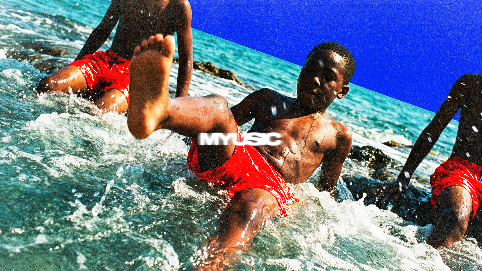 Male torso from behind with blue tint